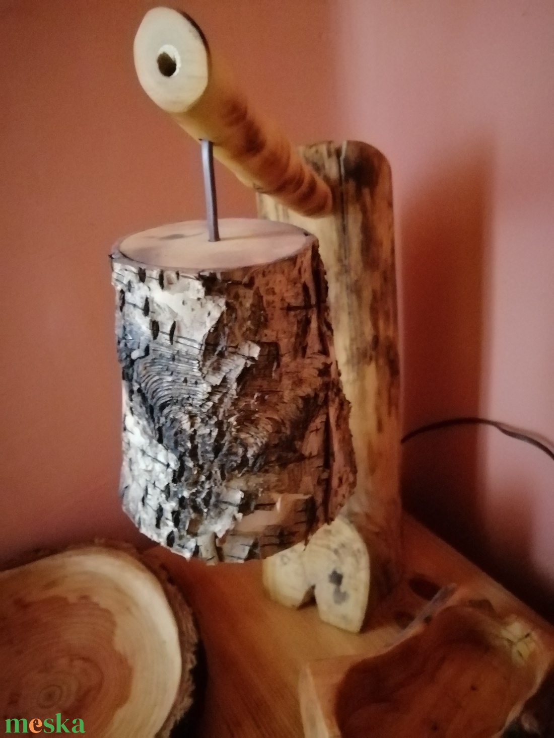Rusztikus stílusban uszadék fából készült asztali lámpa. - otthon & életmód - lámpa - asztali lámpa - Meska.hu