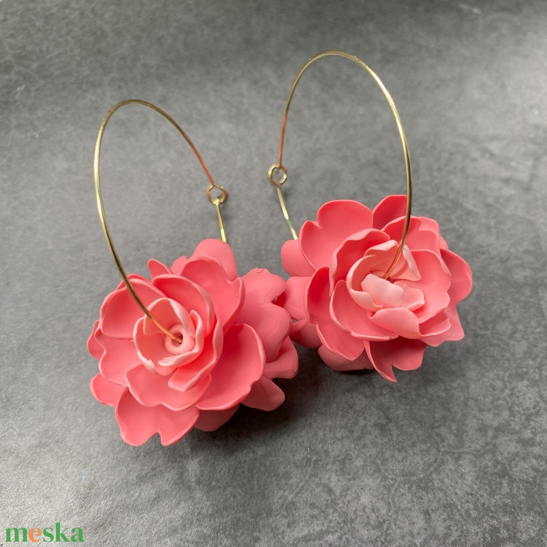 Coral Paeonia - ékszer - fülbevaló - karika fülbevaló - Meska.hu