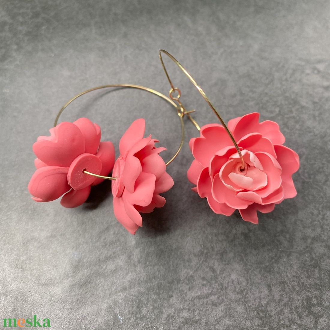 Coral Paeonia - ékszer - fülbevaló - karika fülbevaló - Meska.hu
