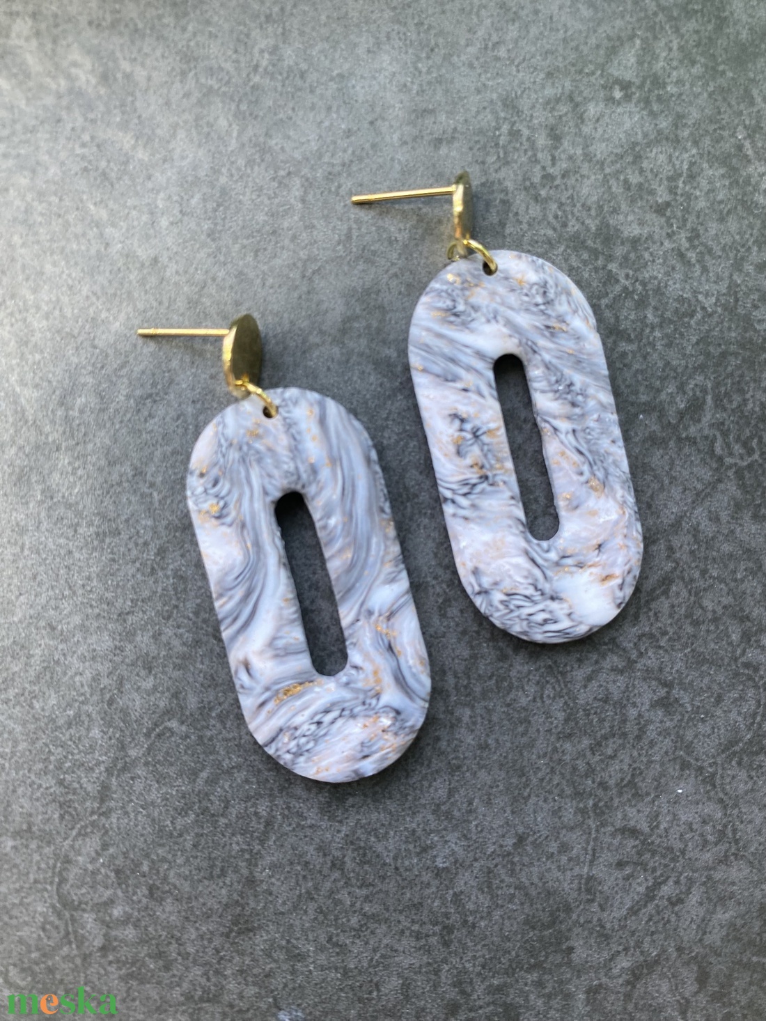Grey marble - ékszer - fülbevaló - lógó fülbevaló - Meska.hu Grey marble - ékszer - fülbevaló - lógó fülbevaló - Meska.hu