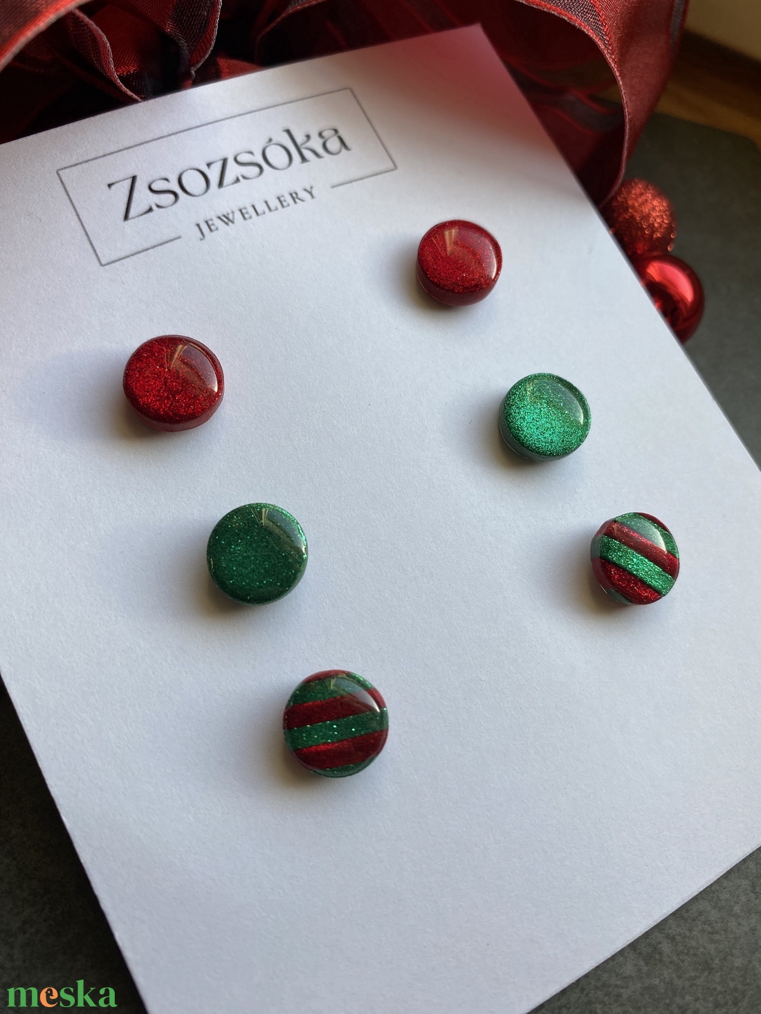 Christmas dots - ékszer - fülbevaló - pötty fülbevaló - Meska.hu