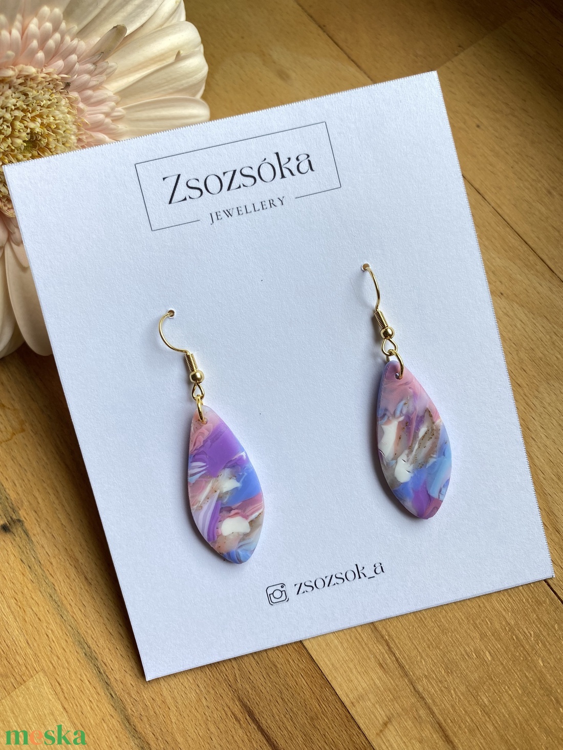 Purple Sky Marble Kicsi - ékszer - fülbevaló - lógó fülbevaló - Meska.hu Purple Sky Marble Kicsi - ékszer - fülbevaló - lógó fülbevaló - Meska.hu