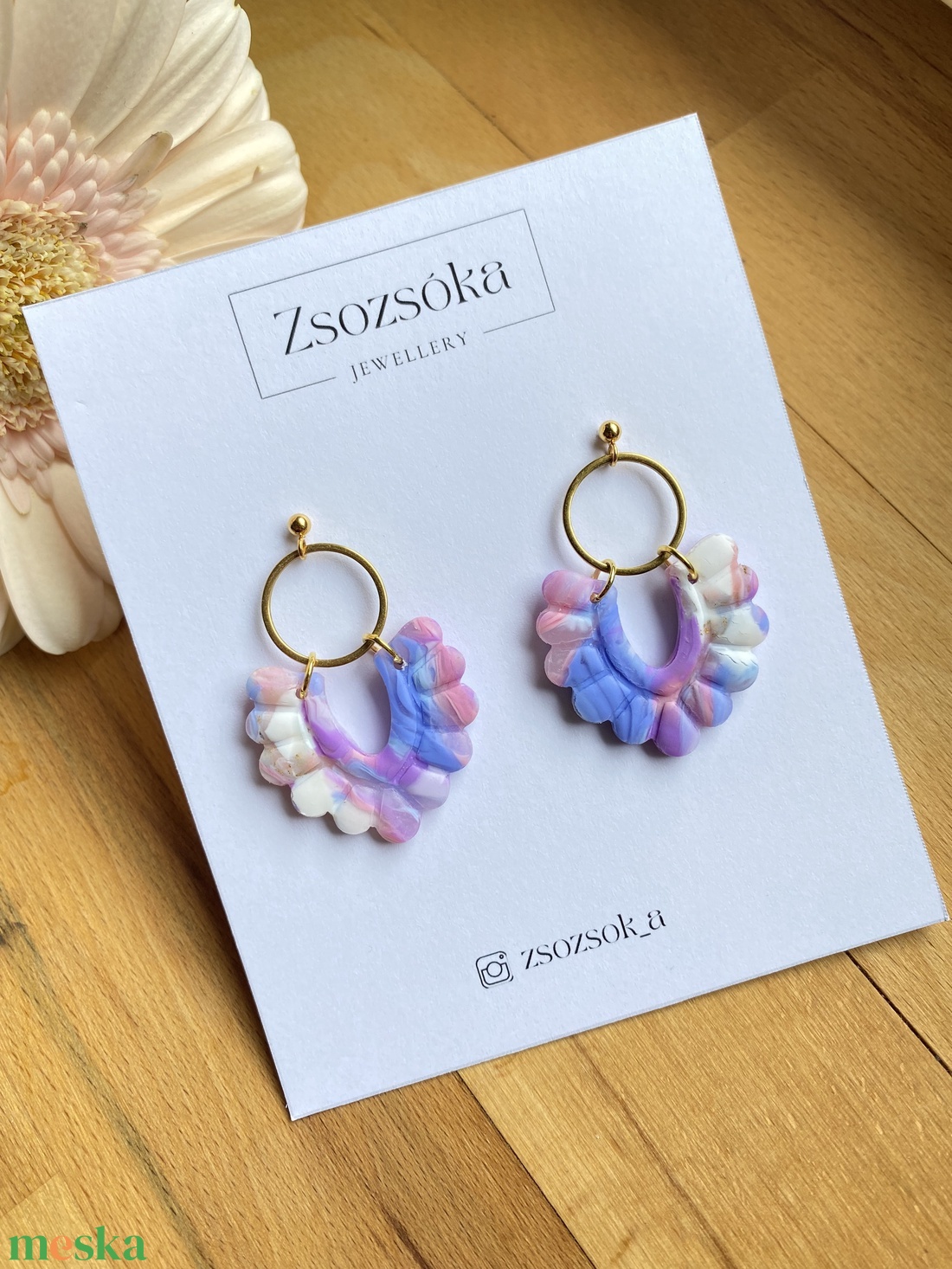 Purple Sky Marble Flower - ékszer - fülbevaló - lógó fülbevaló - Meska.hu Purple Sky Marble Flower - ékszer - fülbevaló - lógó fülbevaló - Meska.hu