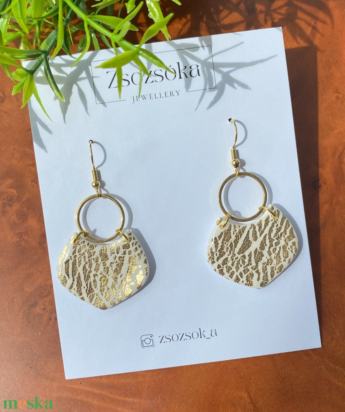 Gold and White Moroccan style - ékszer - fülbevaló - lógó fülbevaló - Meska.hu