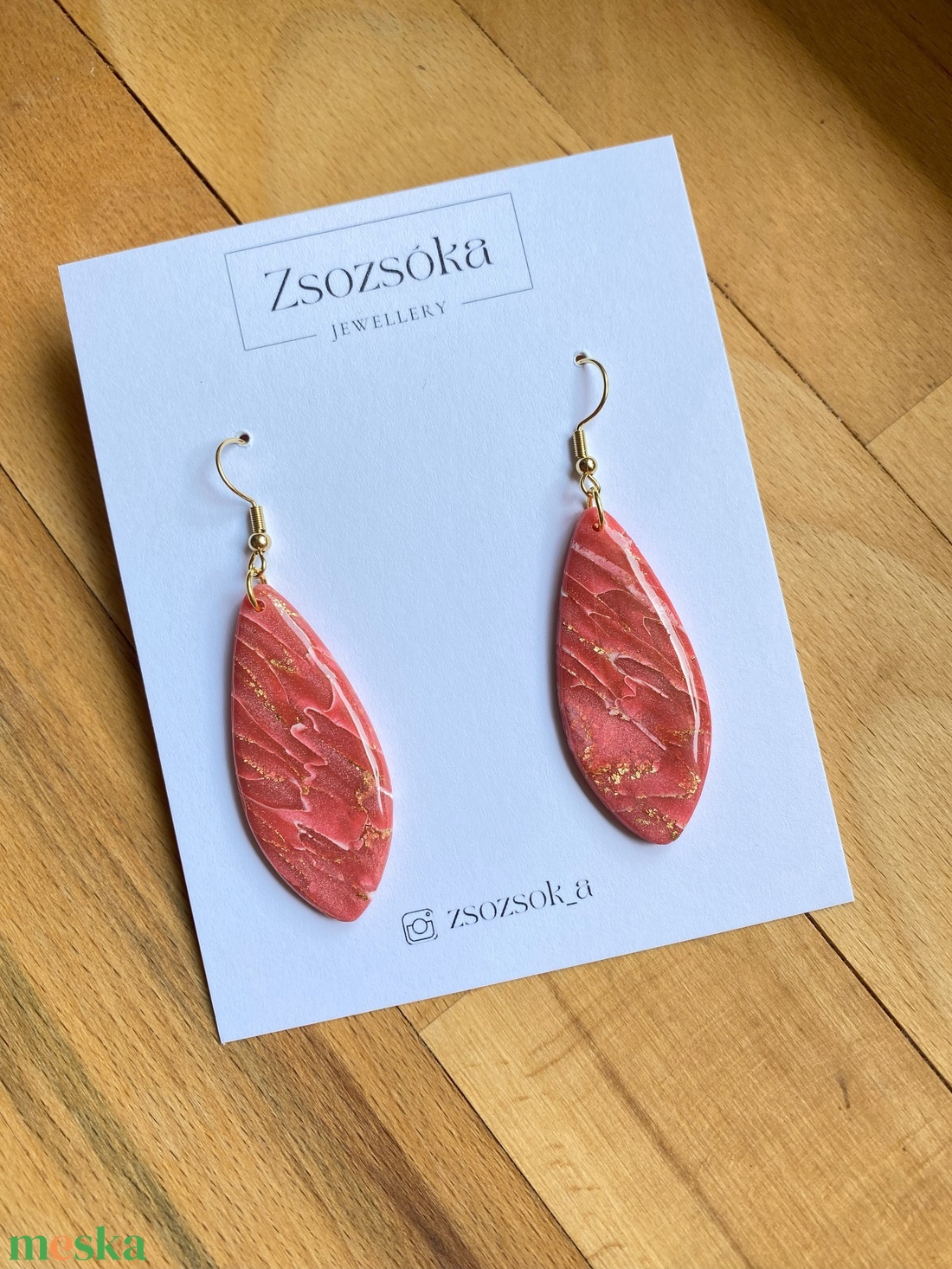 Red Marble Leaves - ékszer - fülbevaló - lógó fülbevaló - Meska.hu Red Marble Leaves - ékszer - fülbevaló - lógó fülbevaló - Meska.hu