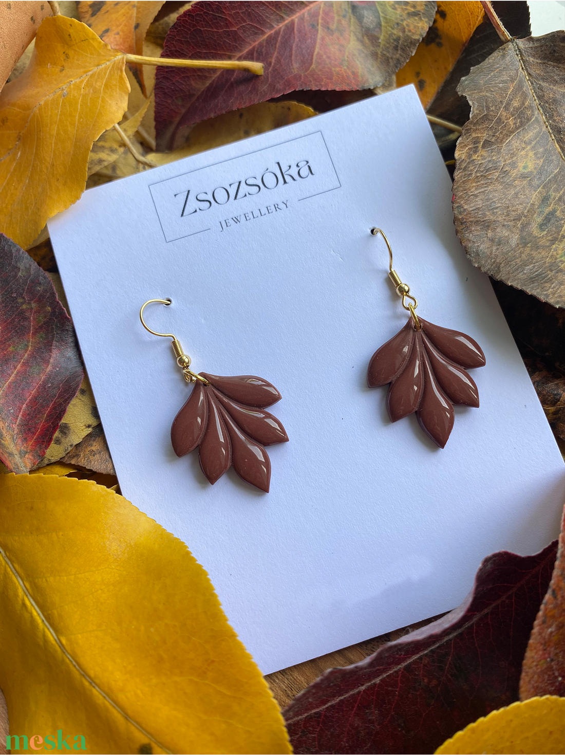 Brown Leaves - ékszer - fülbevaló - lógó fülbevaló - Meska.hu