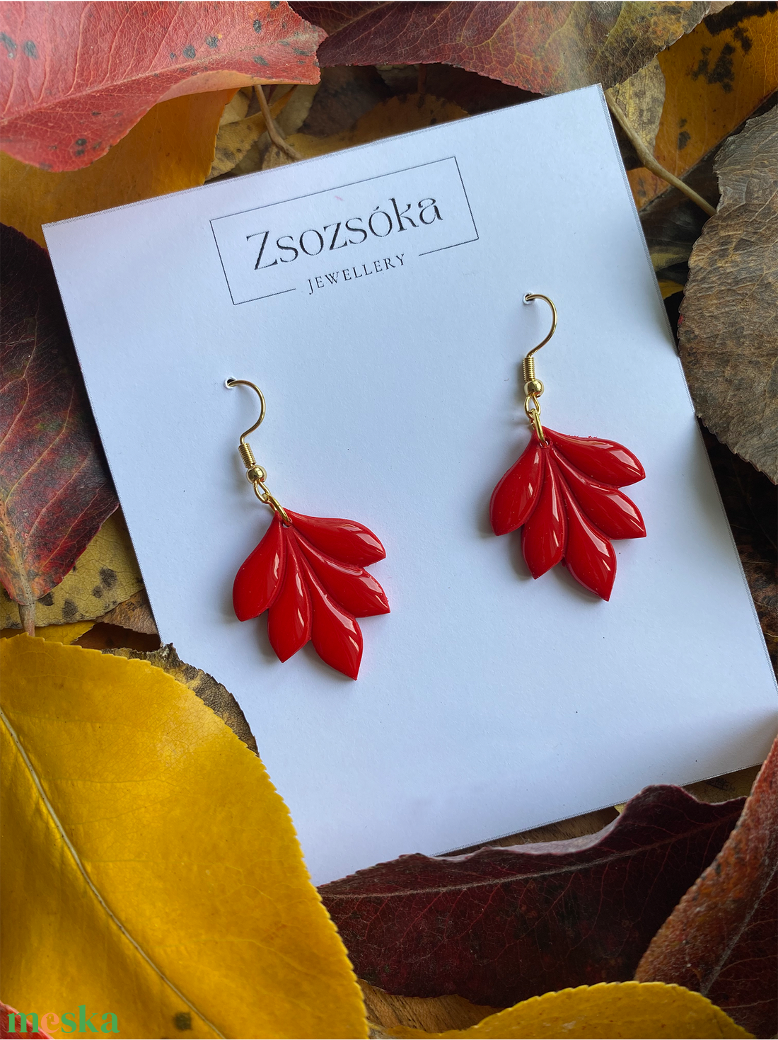 Red Leaves - ékszer - fülbevaló - lógó fülbevaló - Meska.hu