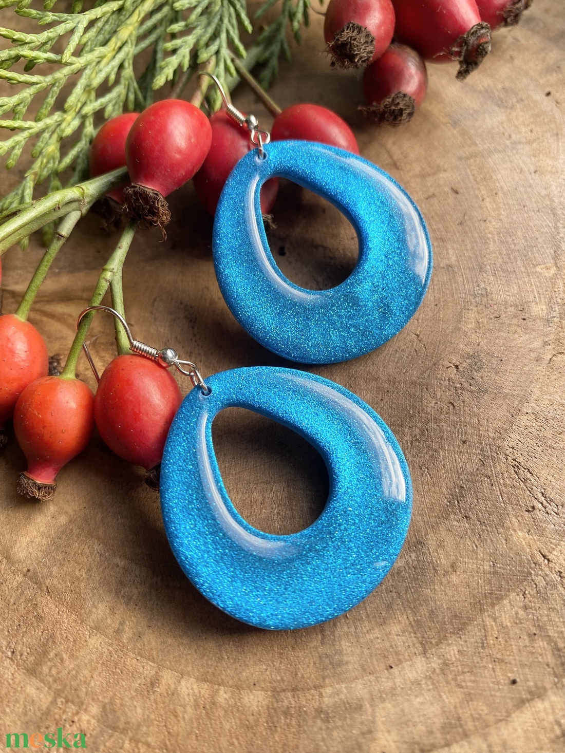 Light Blue Christmas Geometric - ékszer - fülbevaló - lógó fülbevaló - Meska.hu