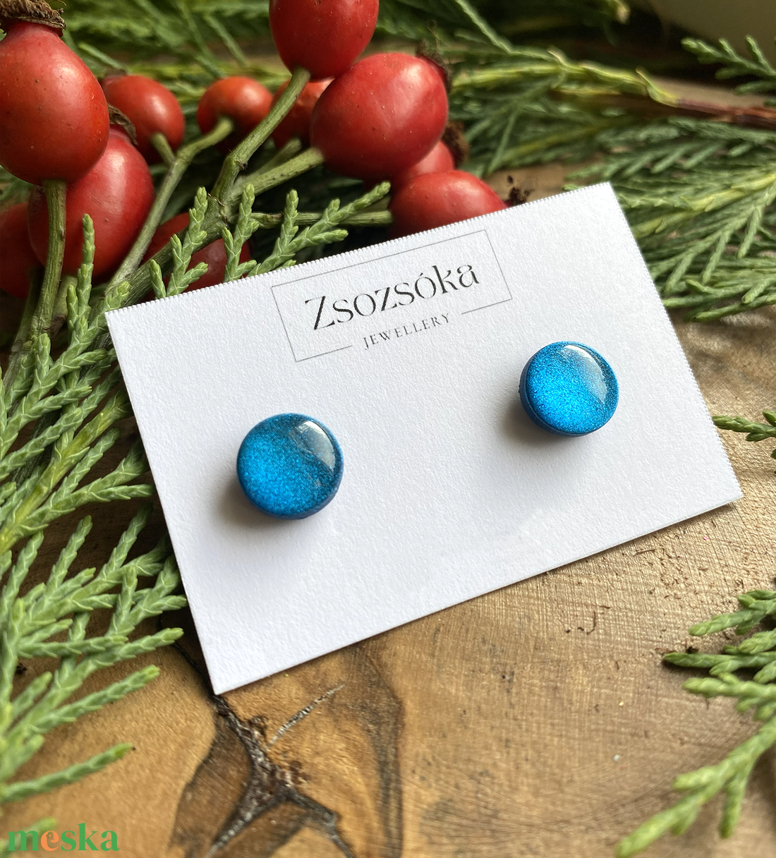 Blue Christmas Dots - ékszer - fülbevaló - pötty fülbevaló - Meska.hu