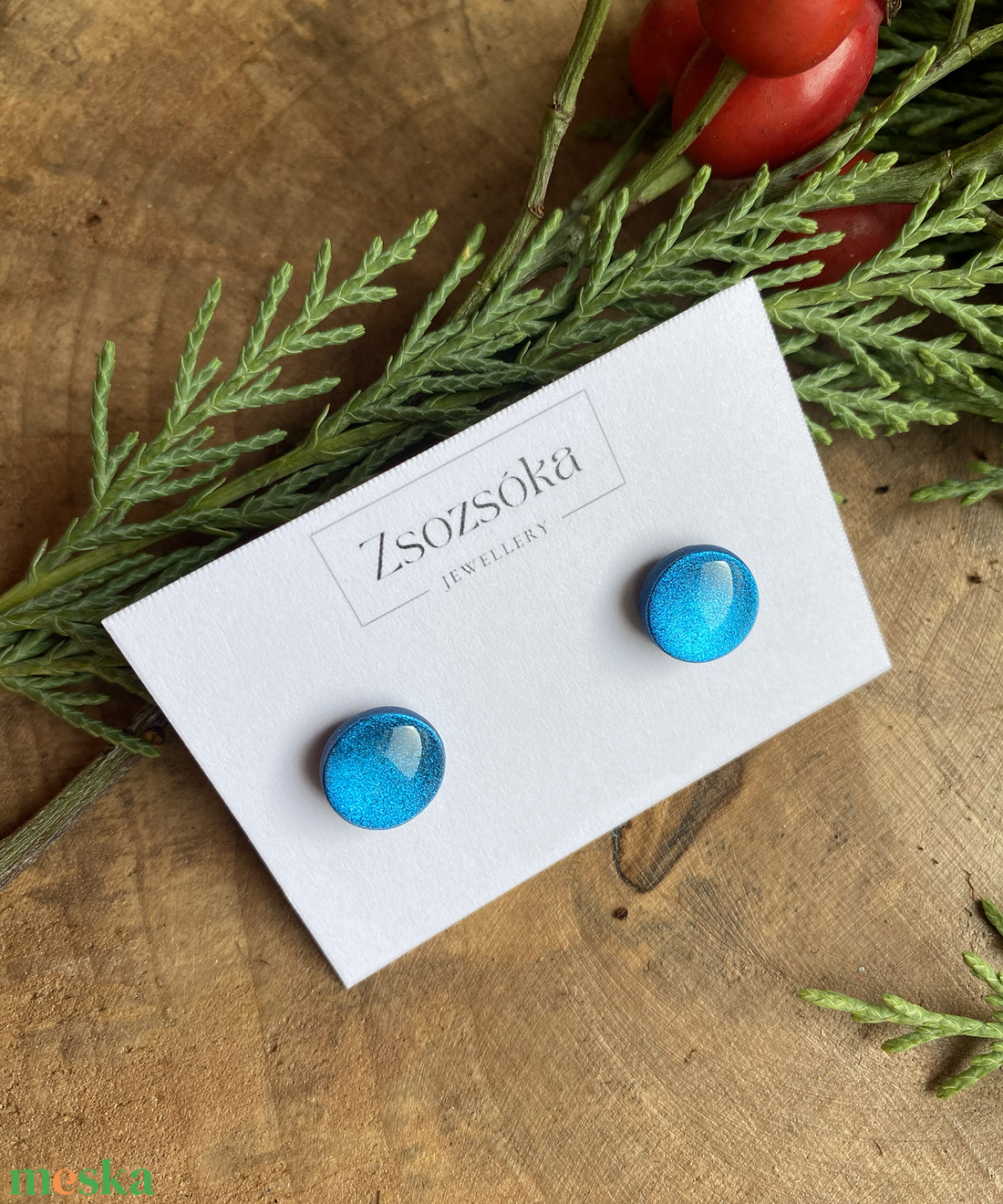 Blue Christmas Dots - ékszer - fülbevaló - pötty fülbevaló - Meska.hu