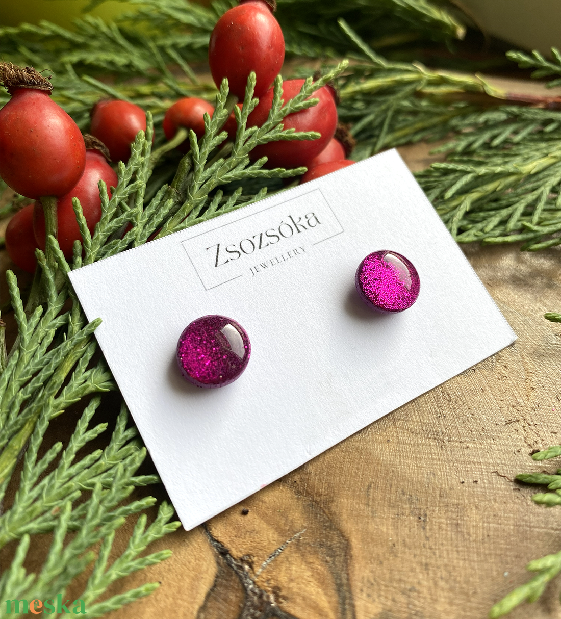 Purple Christmas Dots - ékszer - fülbevaló - pötty fülbevaló - Meska.hu