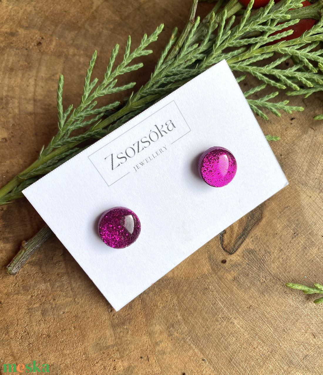 Purple Christmas Dots - ékszer - fülbevaló - pötty fülbevaló - Meska.hu