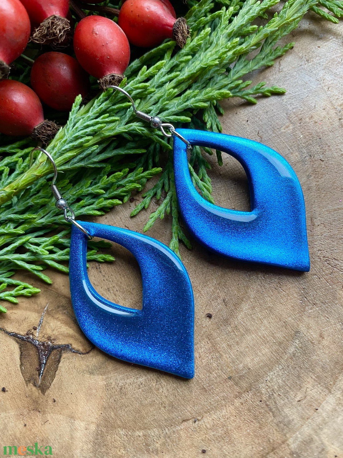 Light Blue Christmas Tulip - ékszer - fülbevaló - lógó fülbevaló - Meska.hu