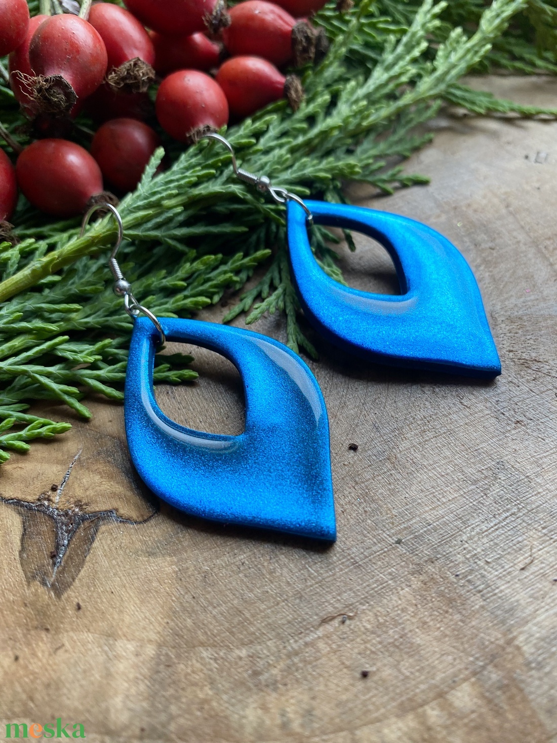 Light Blue Christmas Tulip - ékszer - fülbevaló - lógó fülbevaló - Meska.hu