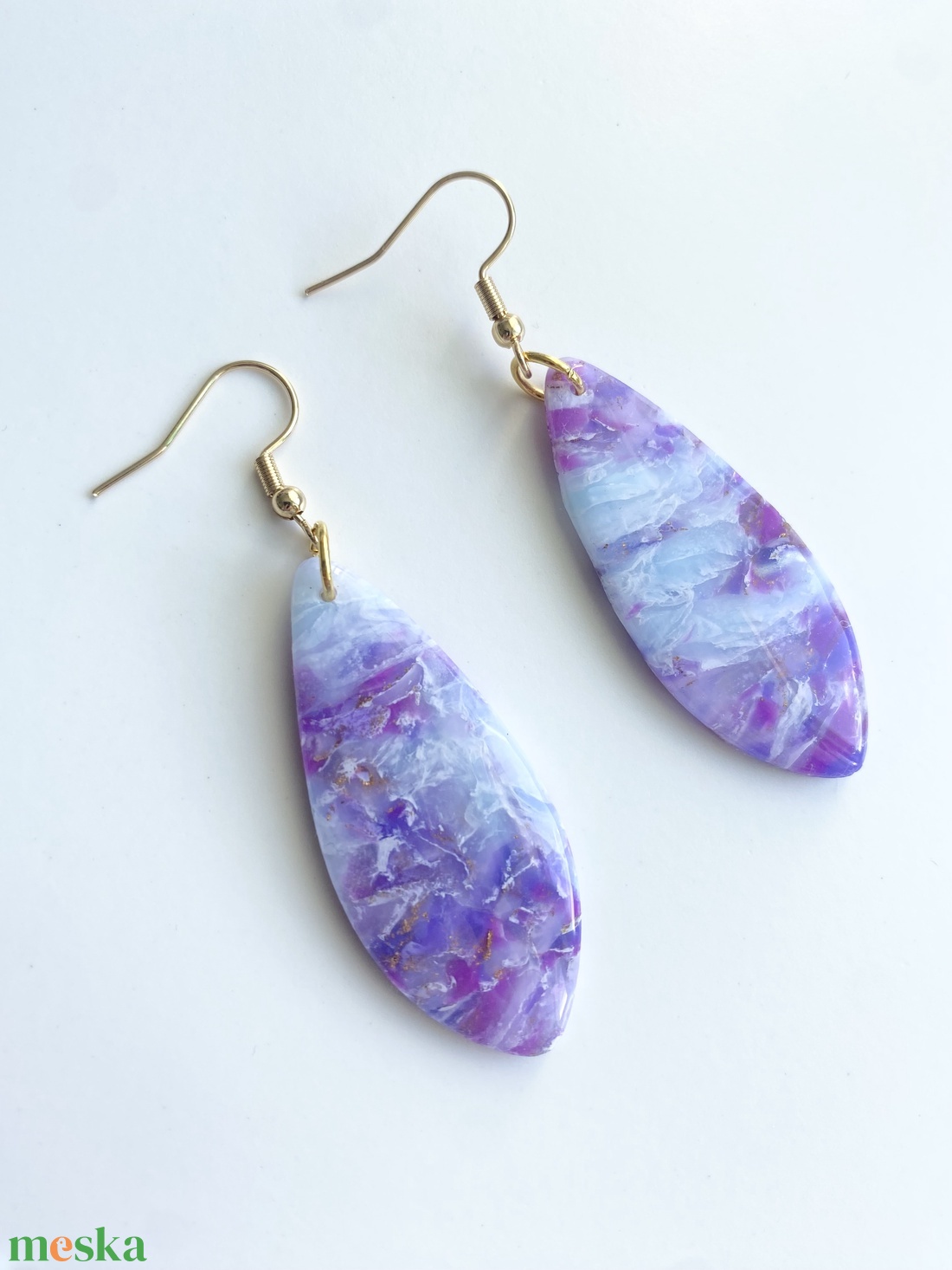 Purple and Blue Leaves - ékszer - fülbevaló - lógó fülbevaló - Meska.hu