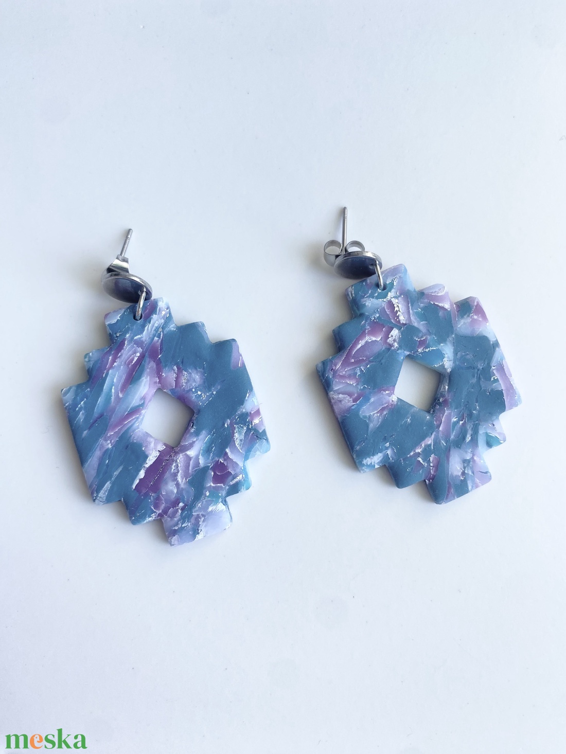 Deep Green Marble - ékszer - fülbevaló - lógó fülbevaló - Meska.hu