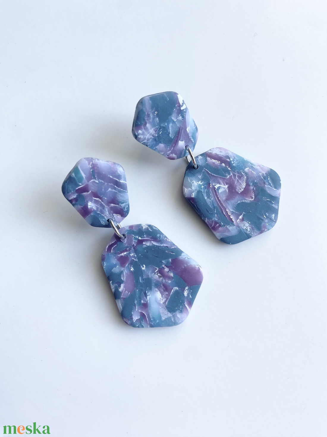 Deep Green Marble - ékszer - fülbevaló - lógó fülbevaló - Meska.hu