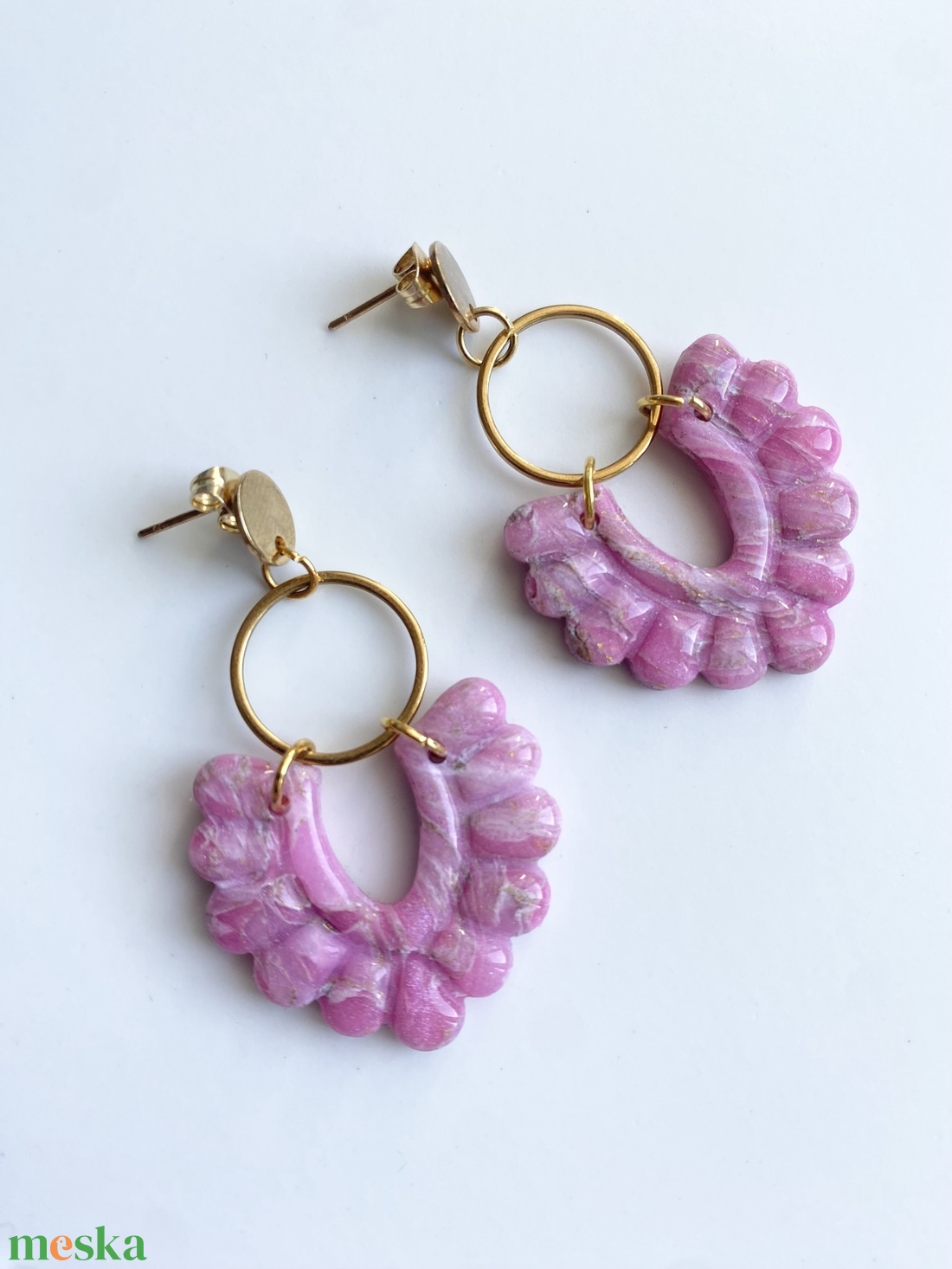 Floral and gold - ékszer - fülbevaló - lógó fülbevaló - Meska.hu