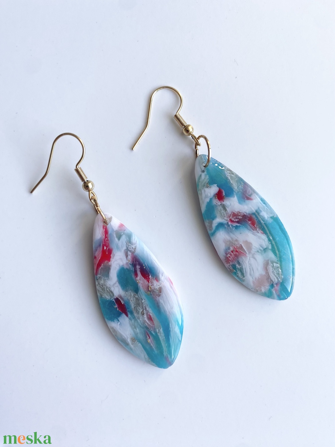 Blue marble - ékszer - fülbevaló - lógó fülbevaló - Meska.hu