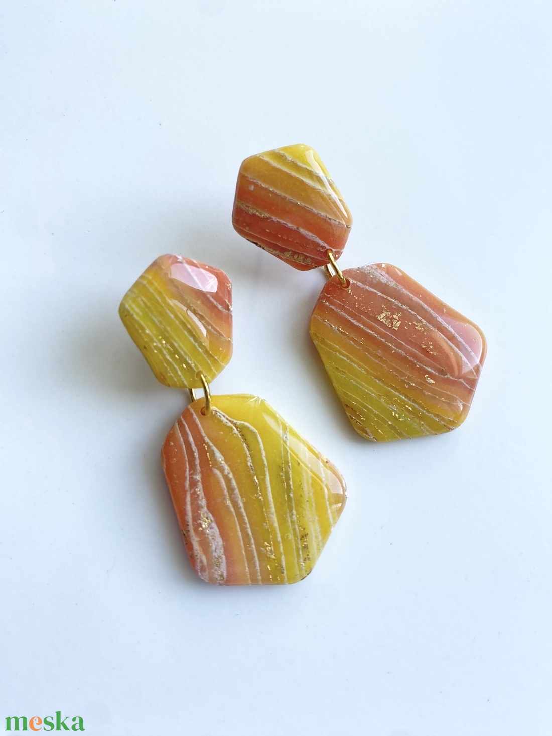 Sunset Marble - ékszer - fülbevaló - lógó fülbevaló - Meska.hu