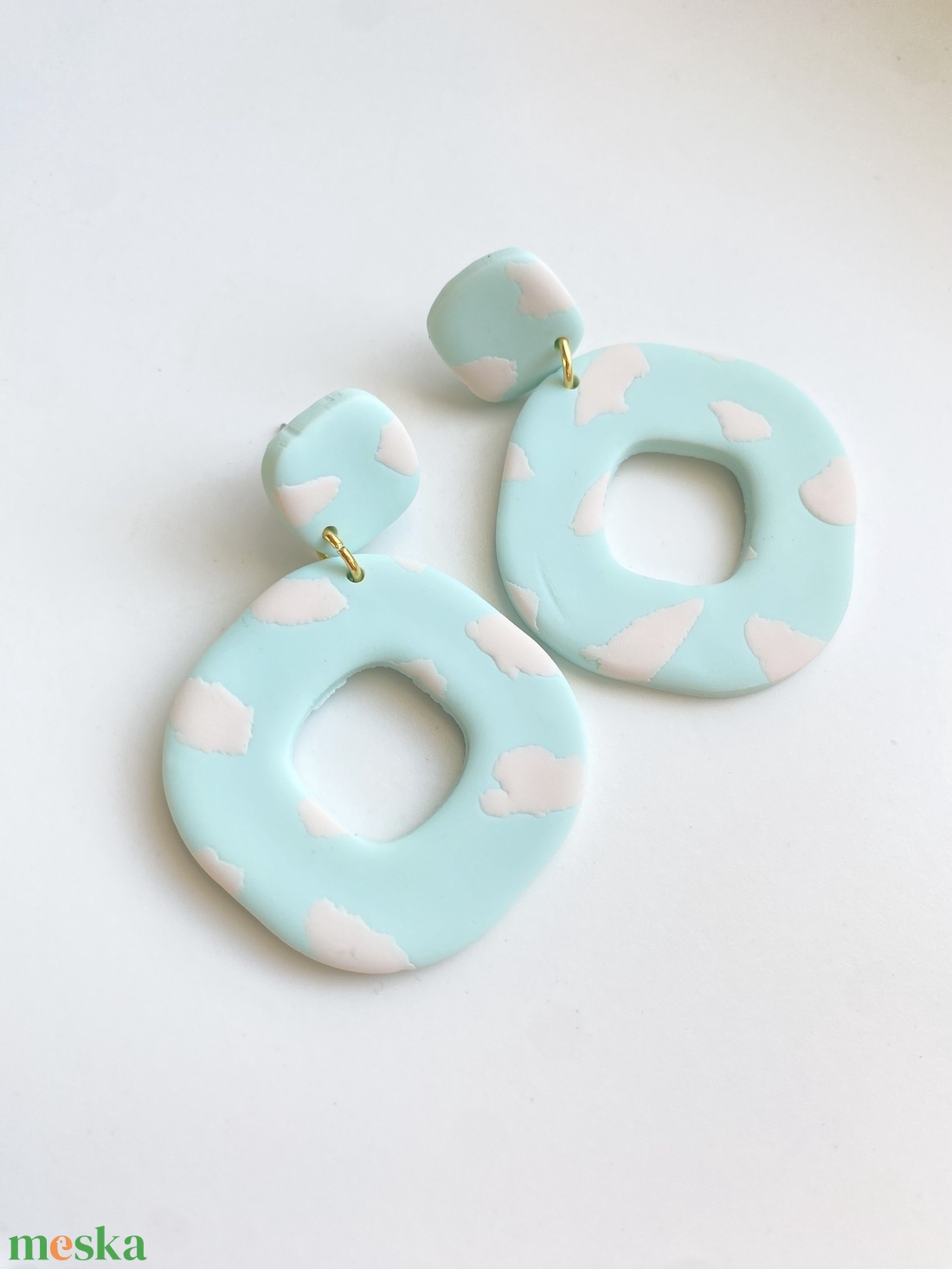 Mint and Pink Leopard Square - ékszer - fülbevaló - lógó fülbevaló - Meska.hu