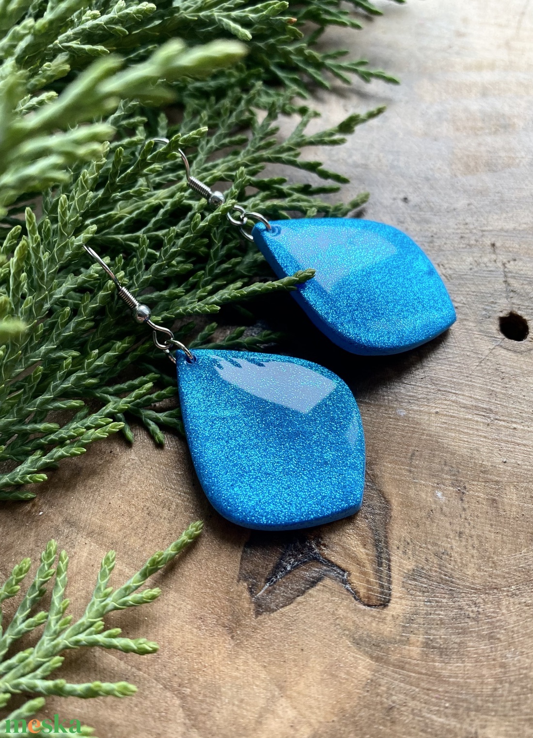 Light Blue Christmas Teardrop - ékszer - fülbevaló - lógó fülbevaló - Meska.hu