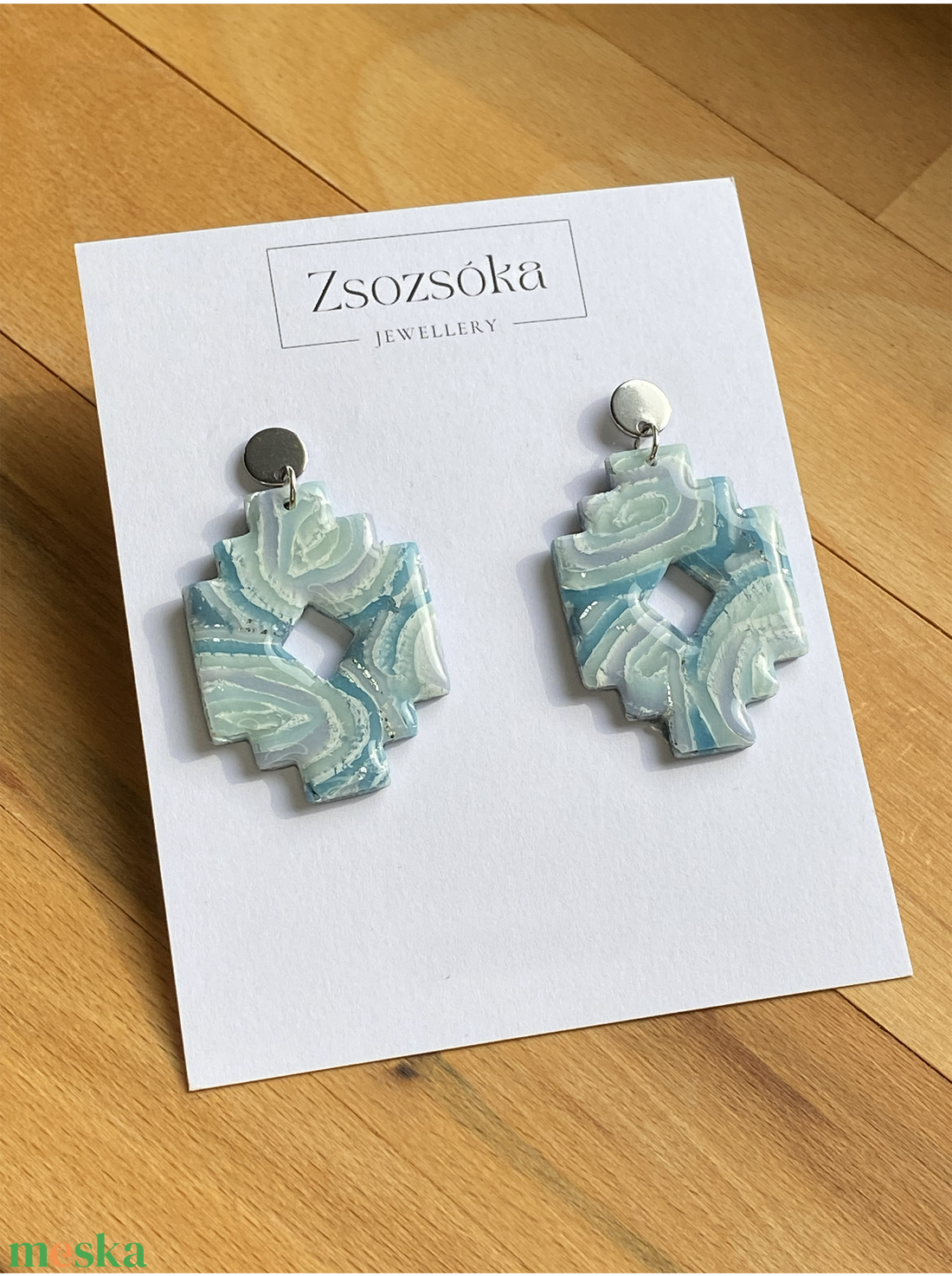 Blue Stones Marble - ékszer - fülbevaló - lógó fülbevaló - Meska.hu