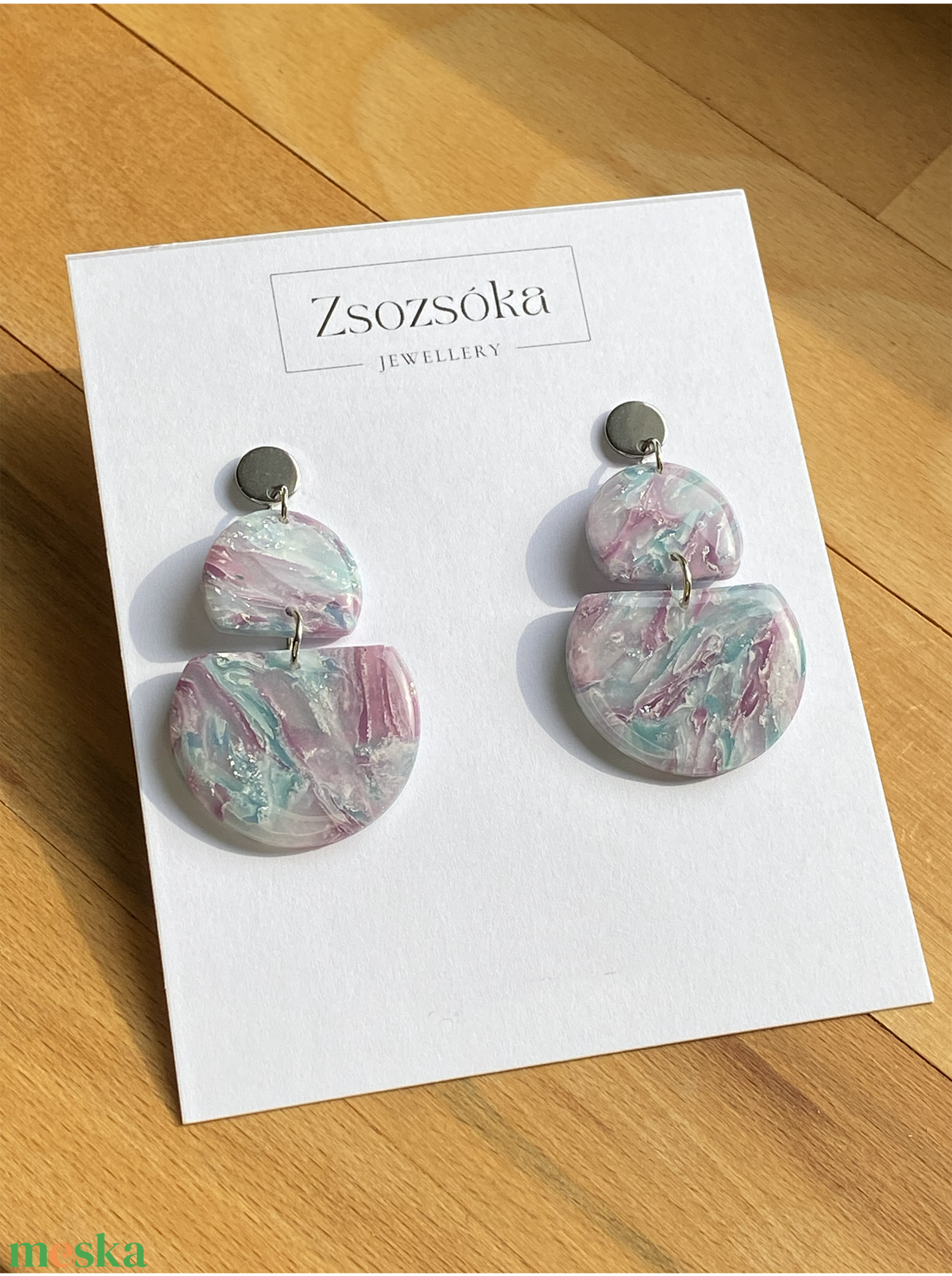 Purple and Blue Oval - ékszer - fülbevaló - lógó fülbevaló - Meska.hu