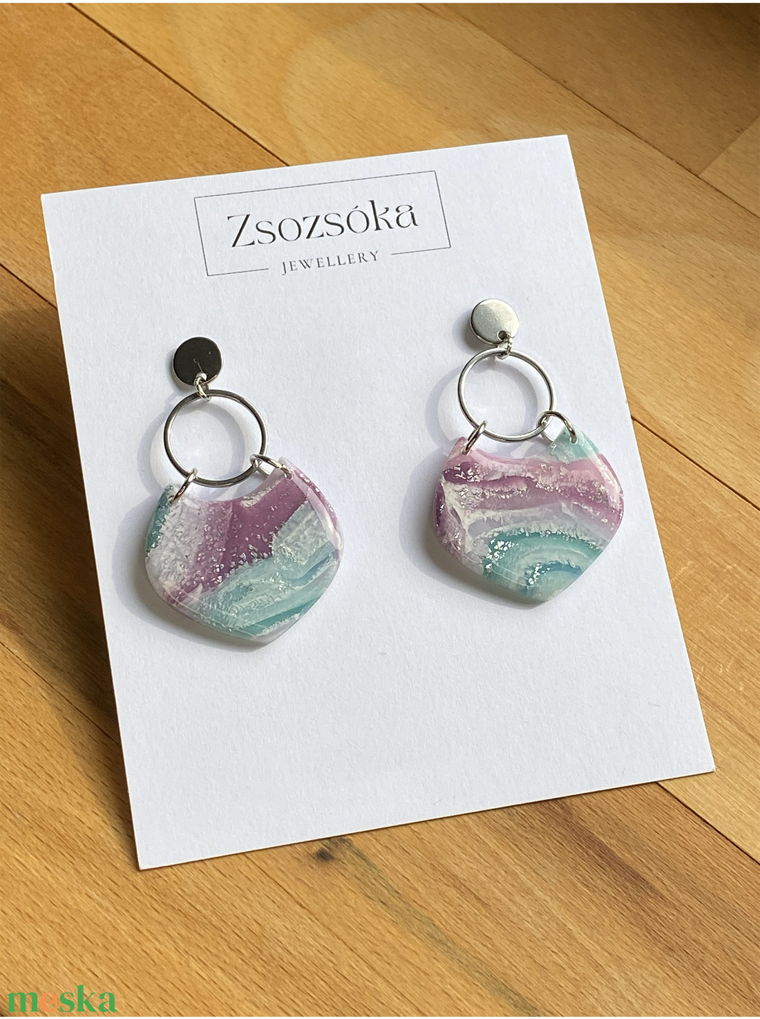 Blue and Purple Marble Moroccan style - ékszer - fülbevaló - lógó fülbevaló - Meska.hu