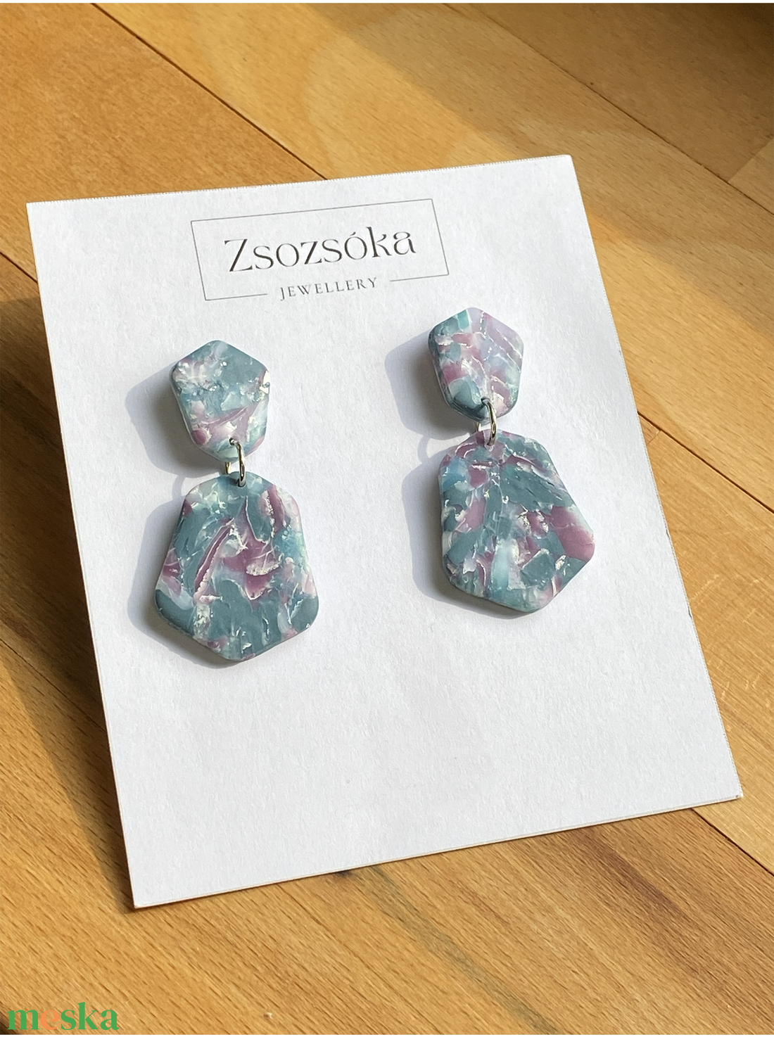 Deep Green Marble - ékszer - fülbevaló - lógó fülbevaló - Meska.hu