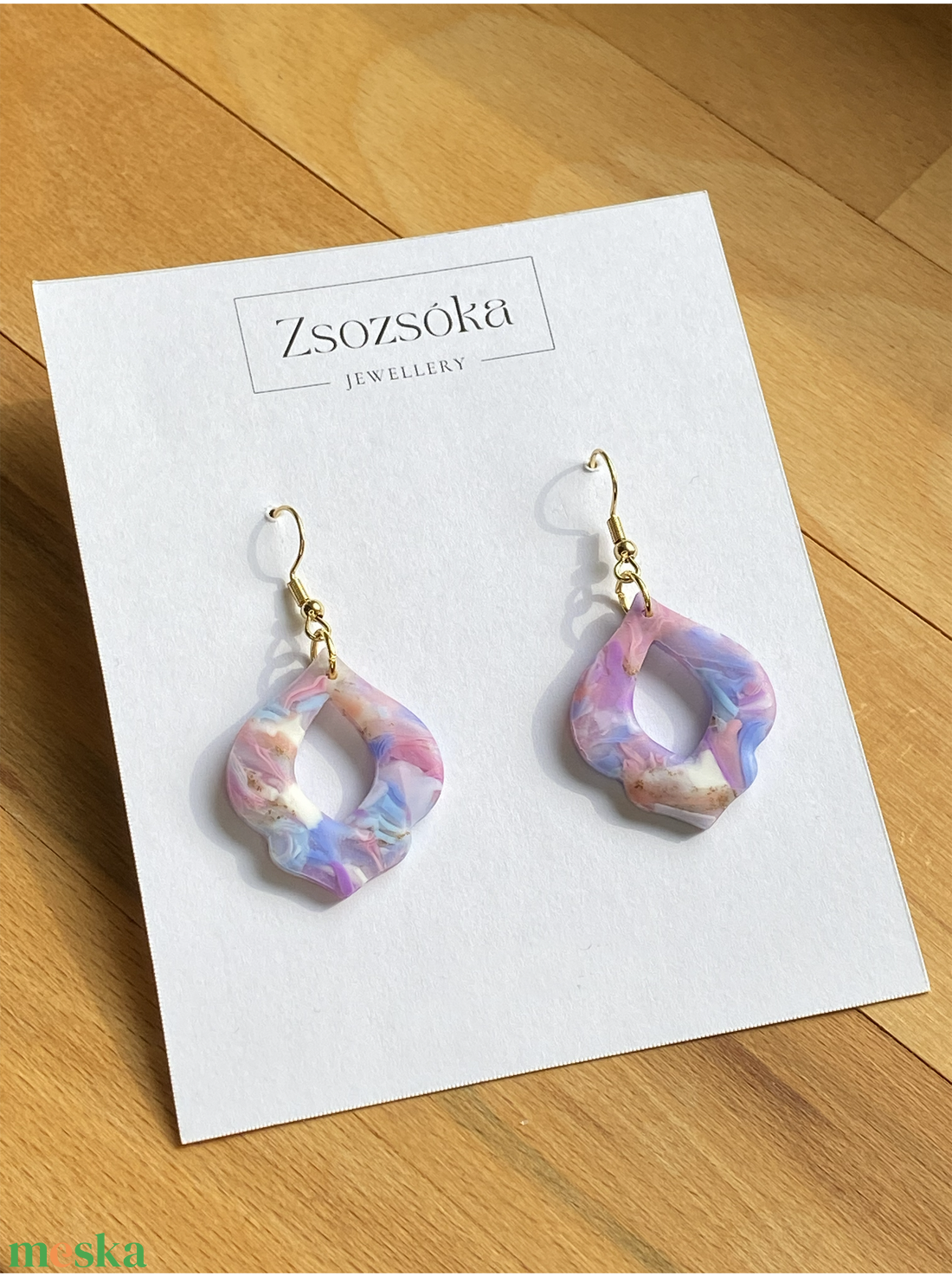 Purple Sky Marble Tulip - ékszer - fülbevaló - lógó fülbevaló - Meska.hu