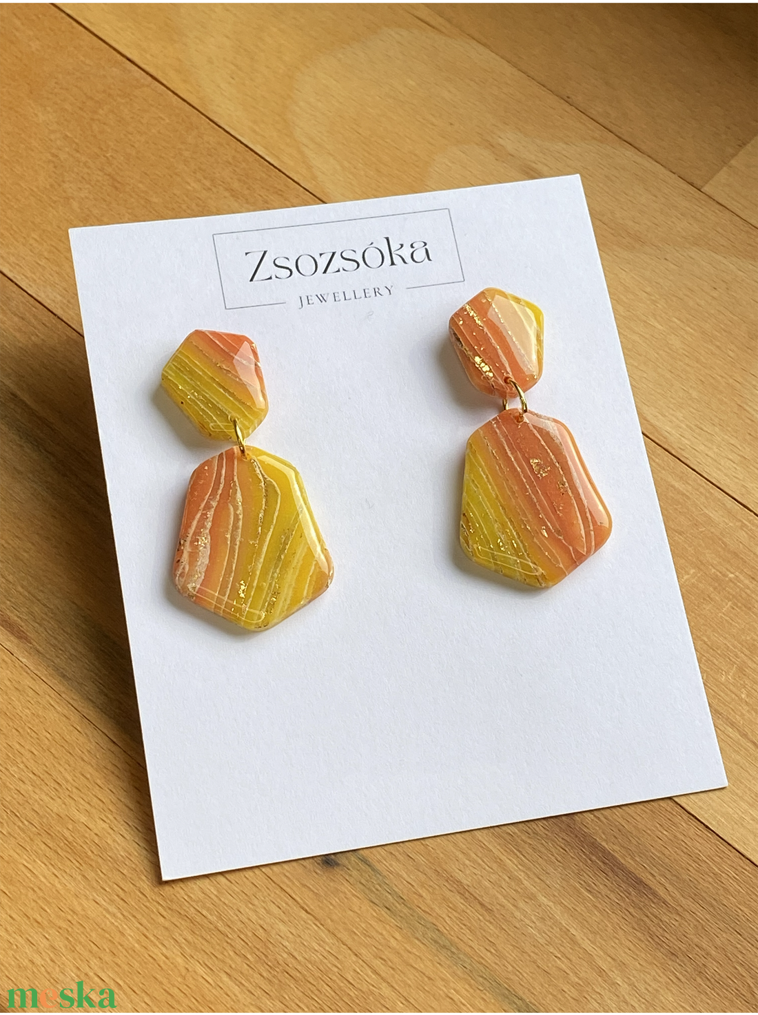 Sunset Marble - ékszer - fülbevaló - lógó fülbevaló - Meska.hu