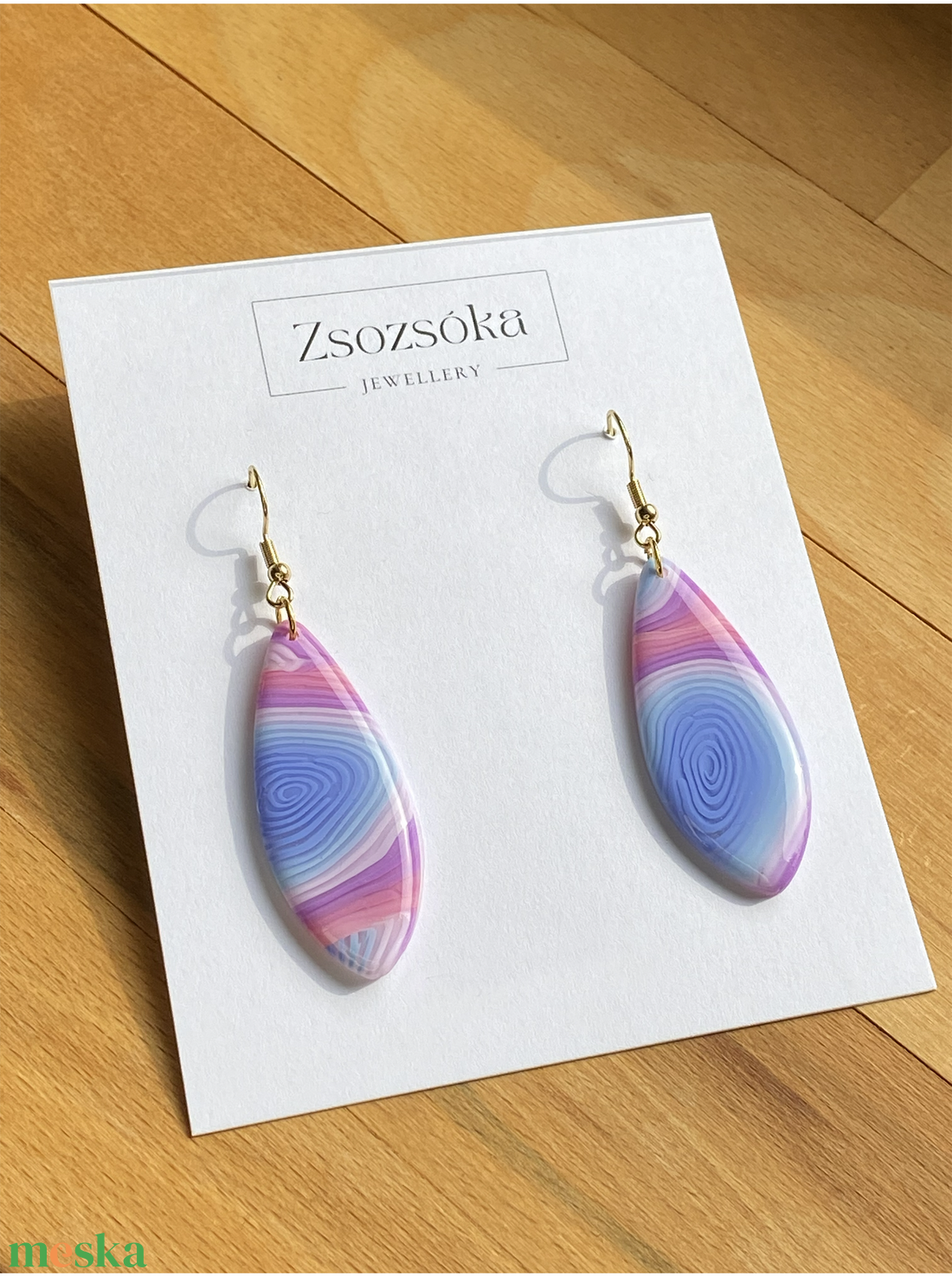 Pink and Blue Rainbow Nagy - ékszer - fülbevaló - lógó fülbevaló - Meska.hu