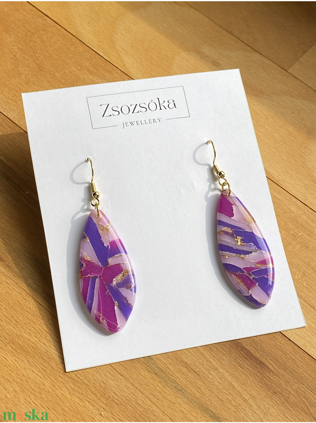 Deep purple and Pink Leaves - ékszer - fülbevaló - lógó fülbevaló - Meska.hu
