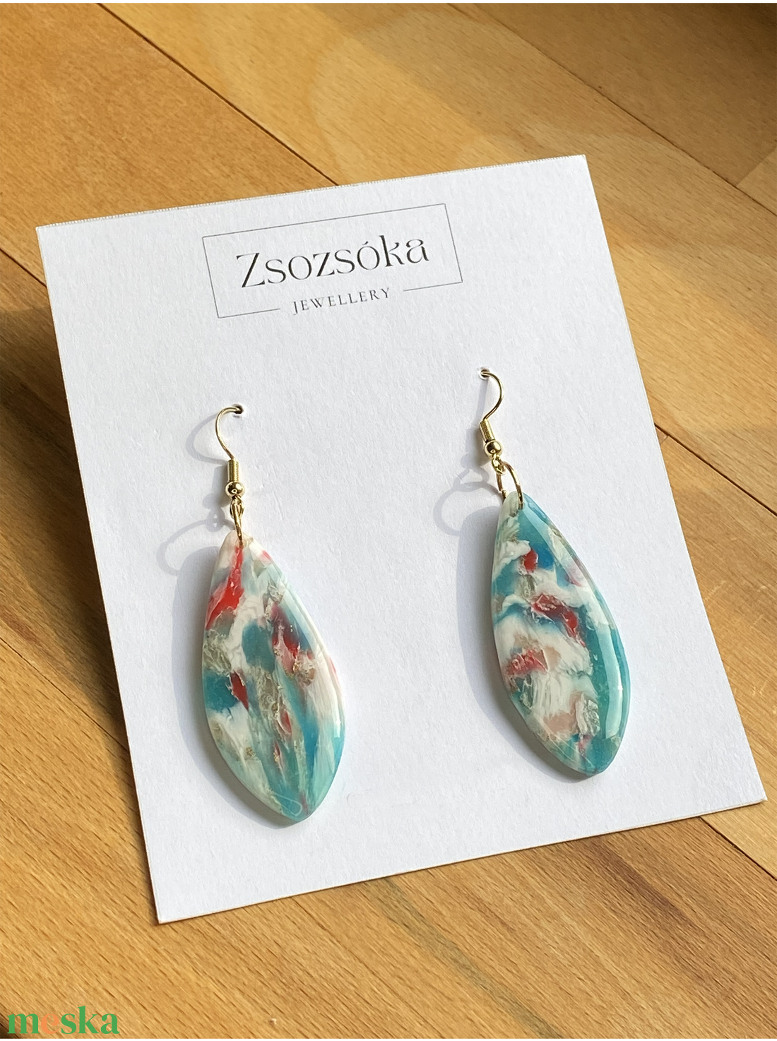 Blue marble - ékszer - fülbevaló - lógó fülbevaló - Meska.hu