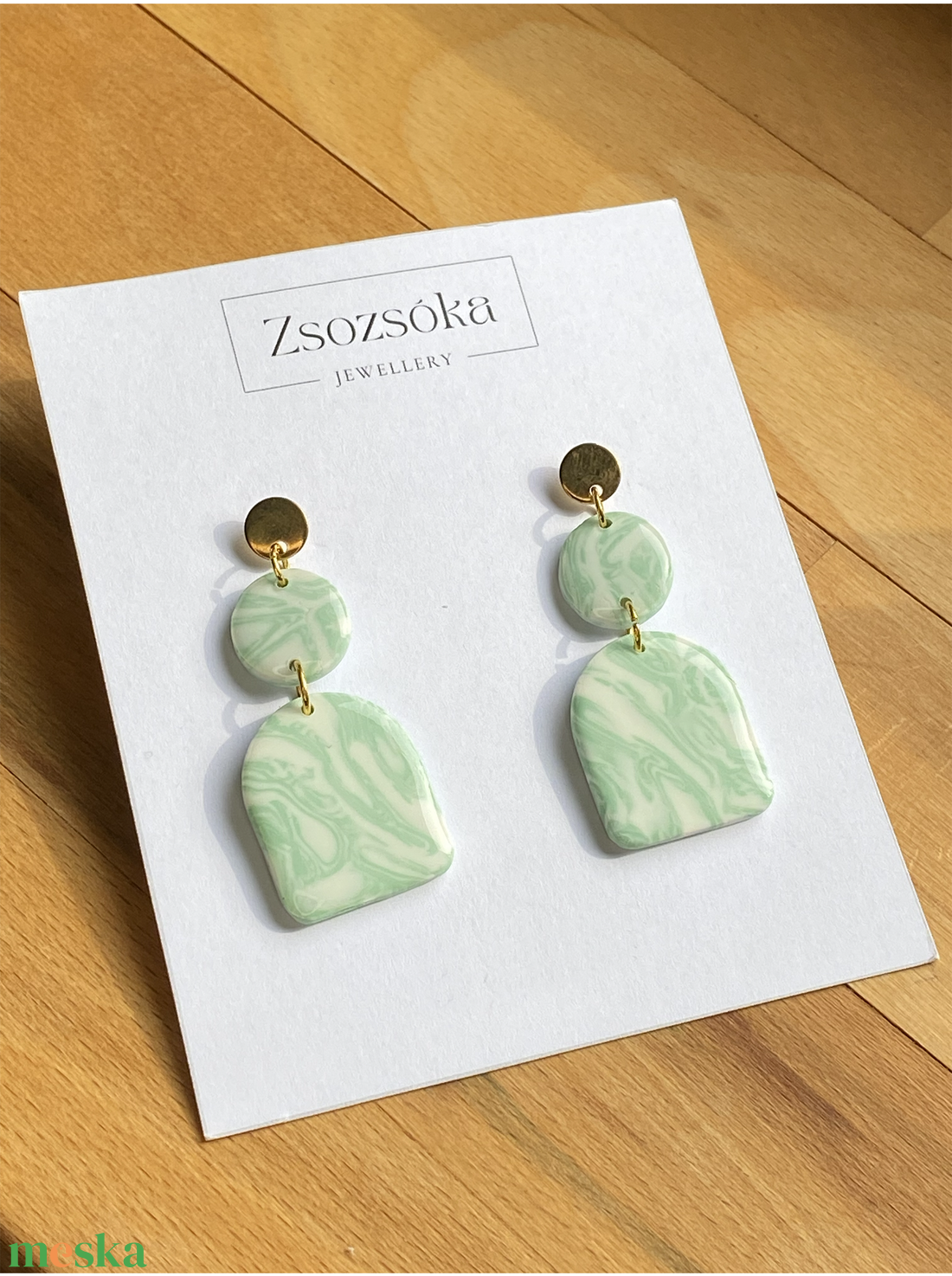 Mint marble - ékszer - fülbevaló - lógó fülbevaló - Meska.hu