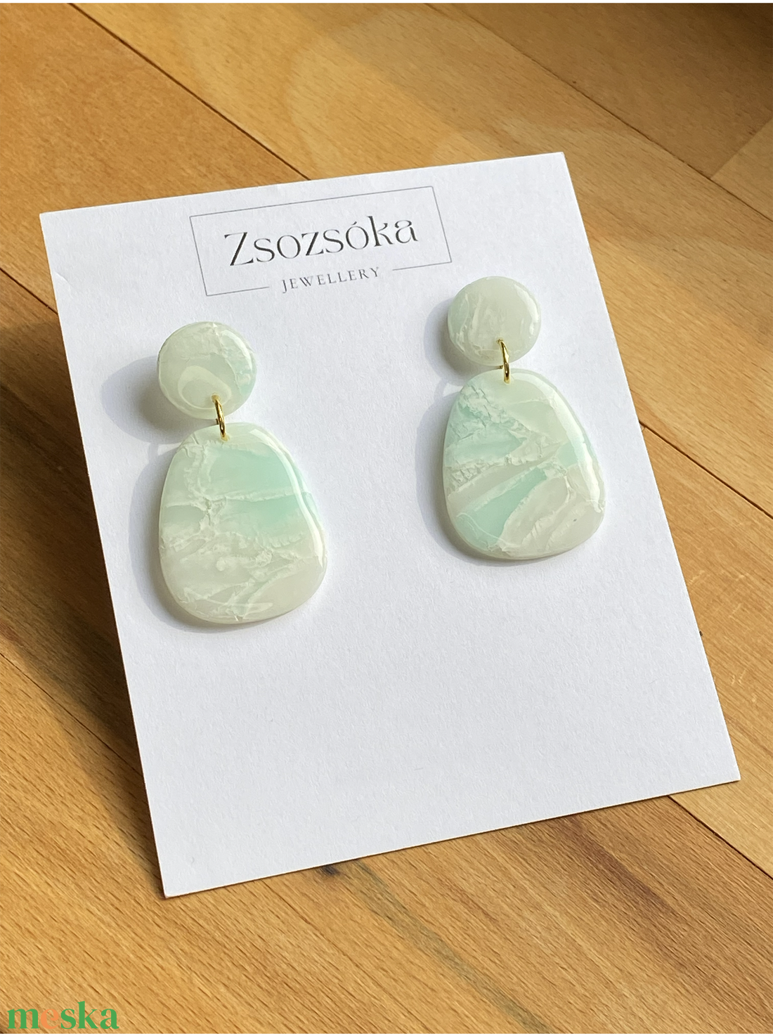 Mint Marble Geometric - ékszer - fülbevaló - lógó fülbevaló - Meska.hu