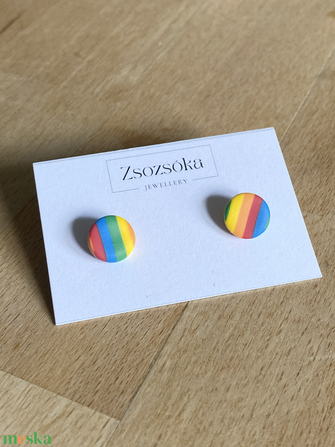 Rainbow stripe pötty fülbevaló - ékszer - fülbevaló - pötty fülbevaló - Meska.hu