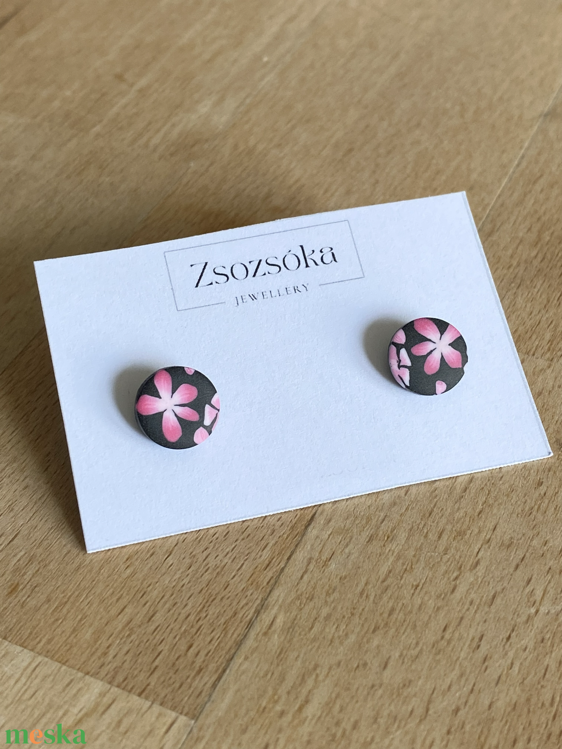 Pink Orchidea pötty fülbevaló - ékszer - fülbevaló - pötty fülbevaló - Meska.hu