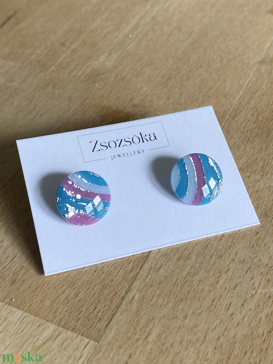 Blue and Purple Nagy pötty fülbevaló - ékszer - fülbevaló - pötty fülbevaló - Meska.hu