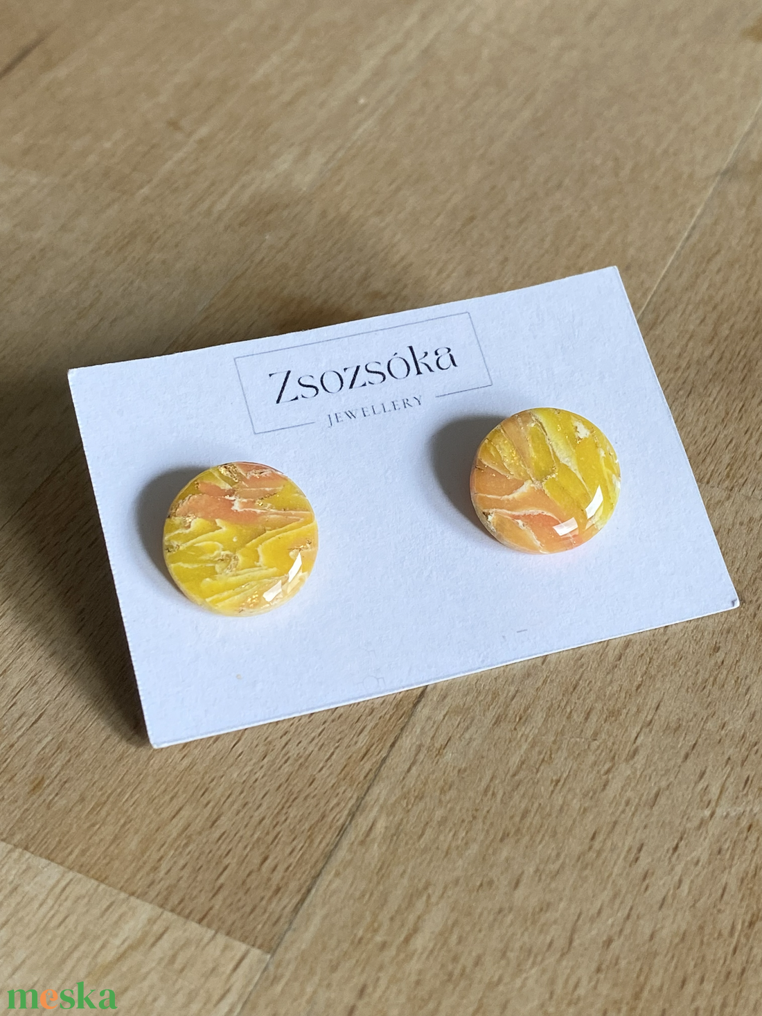 Yellow and Orange Nagy pötty fülbevaló - ékszer - fülbevaló - pötty fülbevaló - Meska.hu