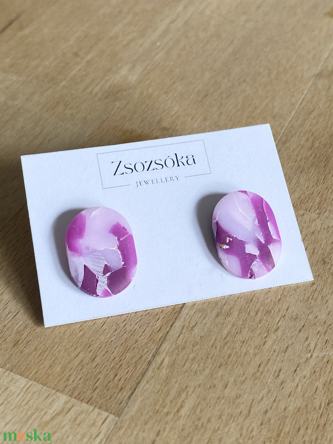 Cyclamen and Rose Oval pötty fülbevaló - ékszer - fülbevaló - pötty fülbevaló - Meska.hu
