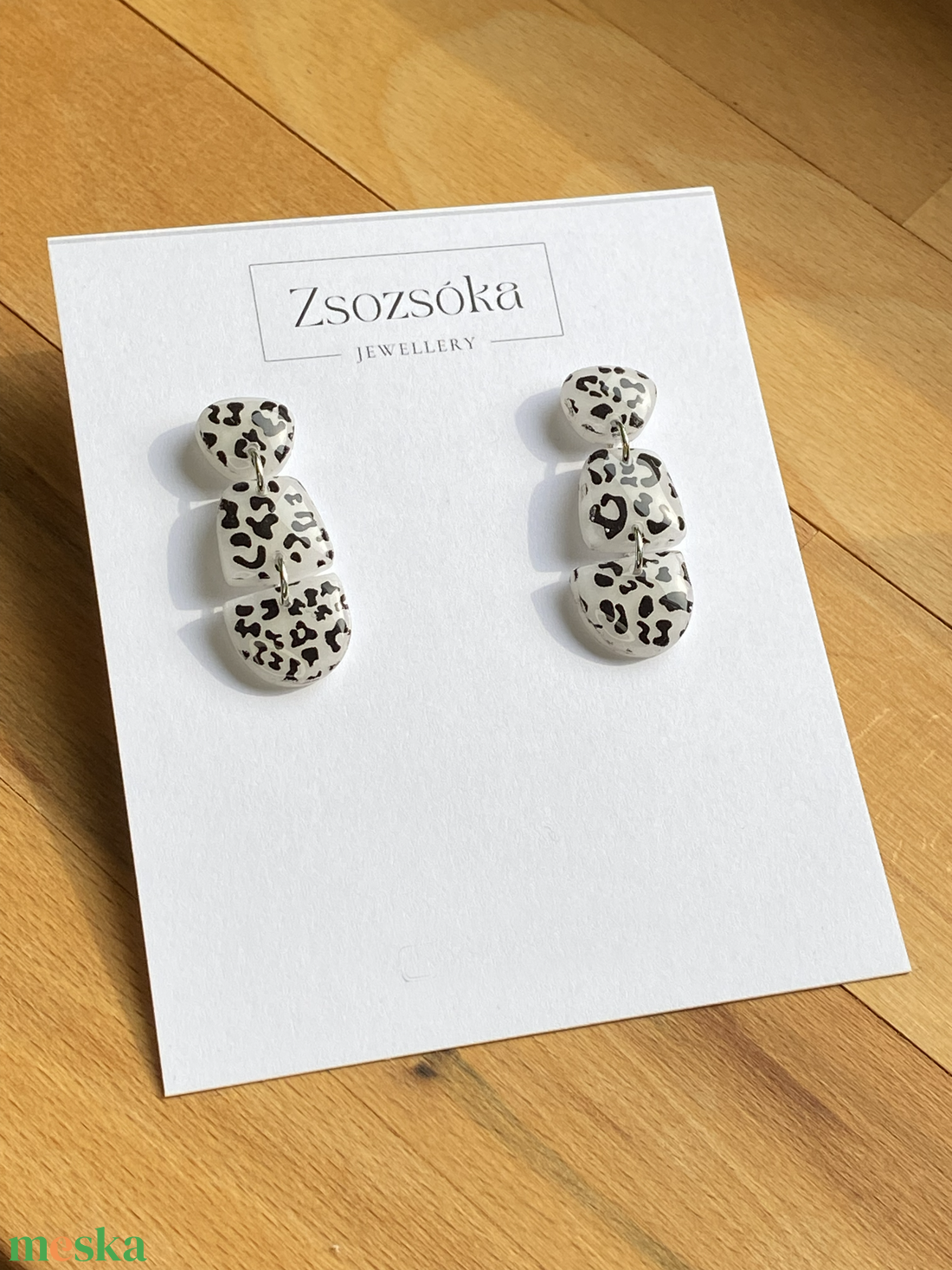 Spotted whith Little Leaves Fülbevalók - ékszer - fülbevaló - lógós kerek fülbevaló - Meska.hu