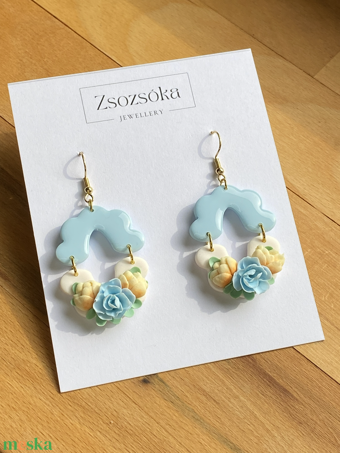 Blue and Flowers moroccan style - ékszer - fülbevaló - lógó fülbevaló - Meska.hu