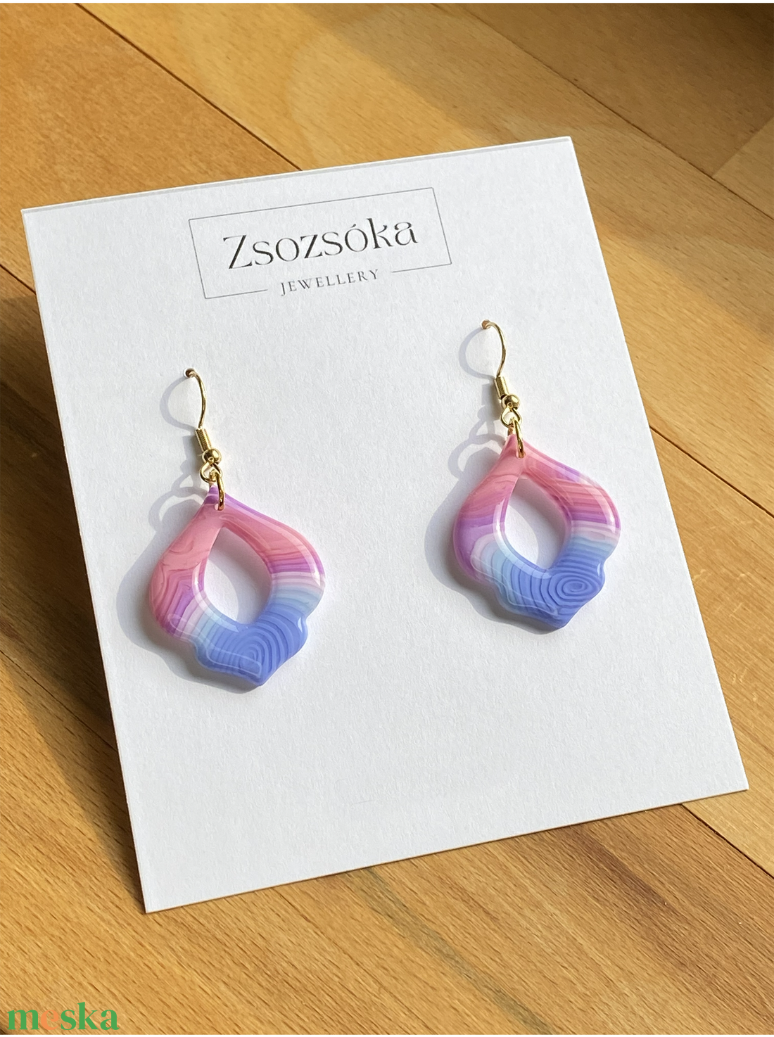 Pink and Blue Rainbow Tulip - ékszer - fülbevaló - lógó fülbevaló - Meska.hu
