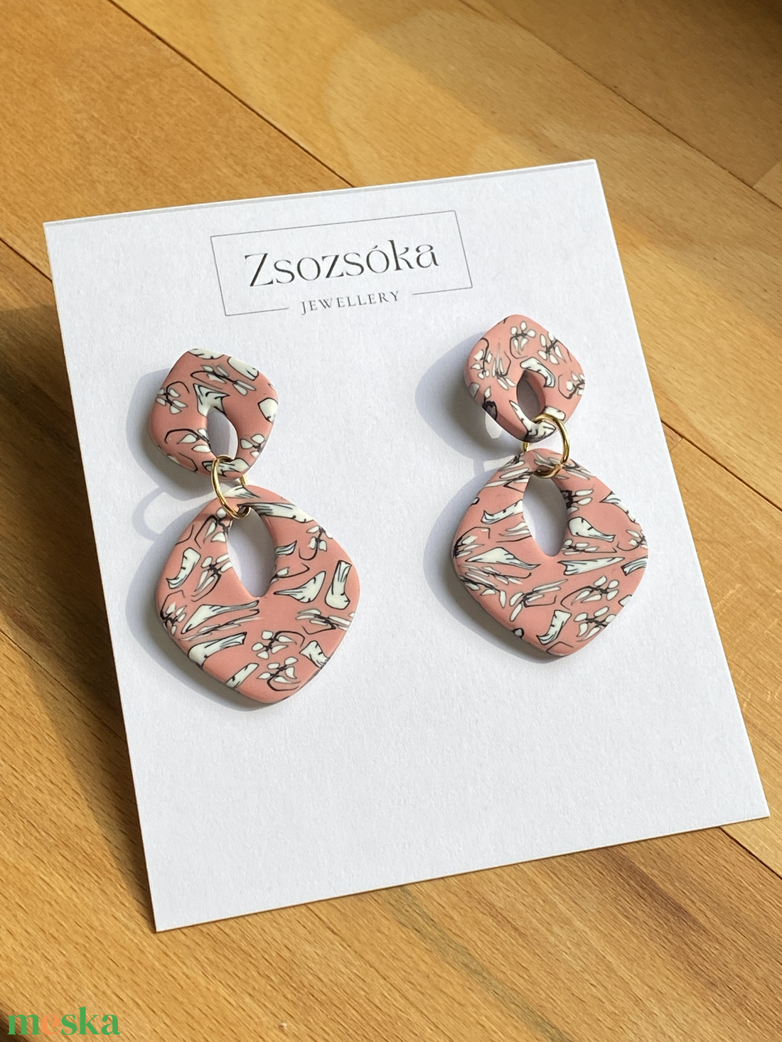 Peach with Pattern Fülbevalók - ékszer - fülbevaló - lógós kerek fülbevaló - Meska.hu