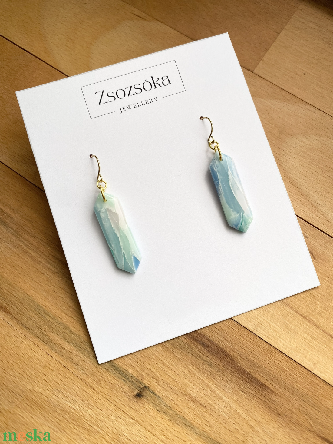 Water Marble Geometric Fülbevaló - ékszer - fülbevaló - lógó fülbevaló - Meska.hu