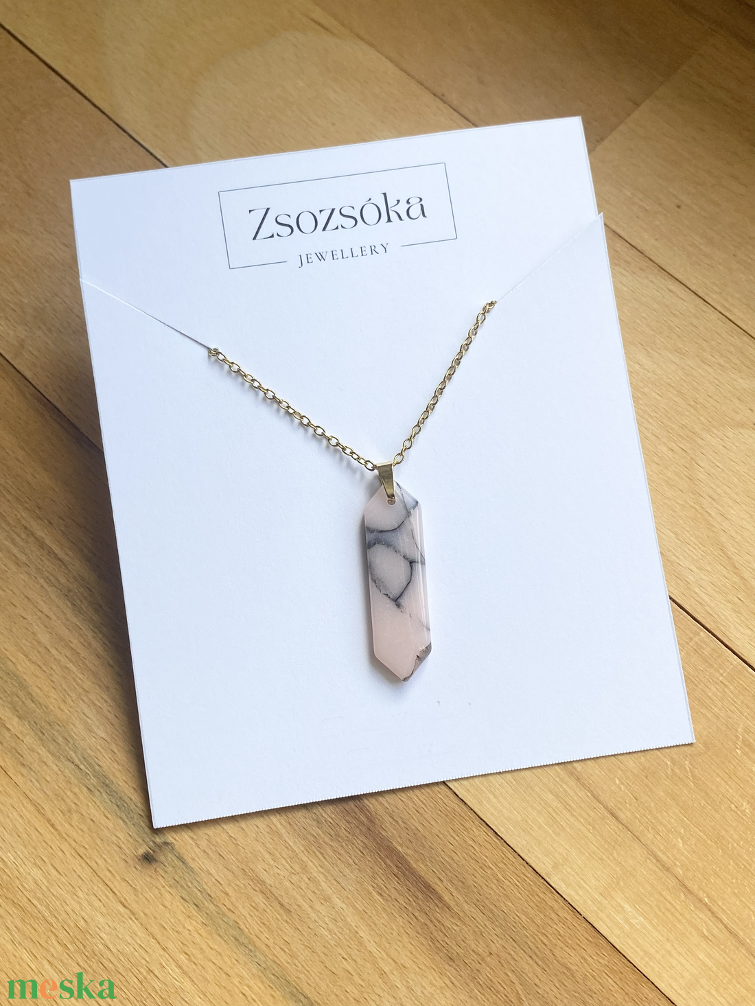 Rose and Black Marble Stone medál - ékszer - nyaklánc - medálos nyaklánc - Meska.hu