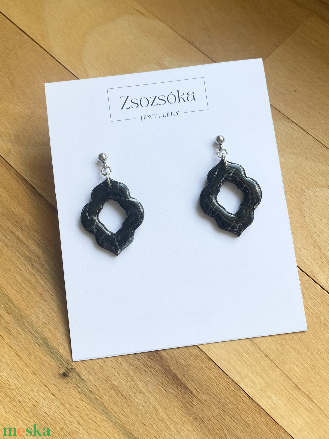 Black Marble Moroccan Fülbevaló - ékszer - fülbevaló - lógó fülbevaló - Meska.hu