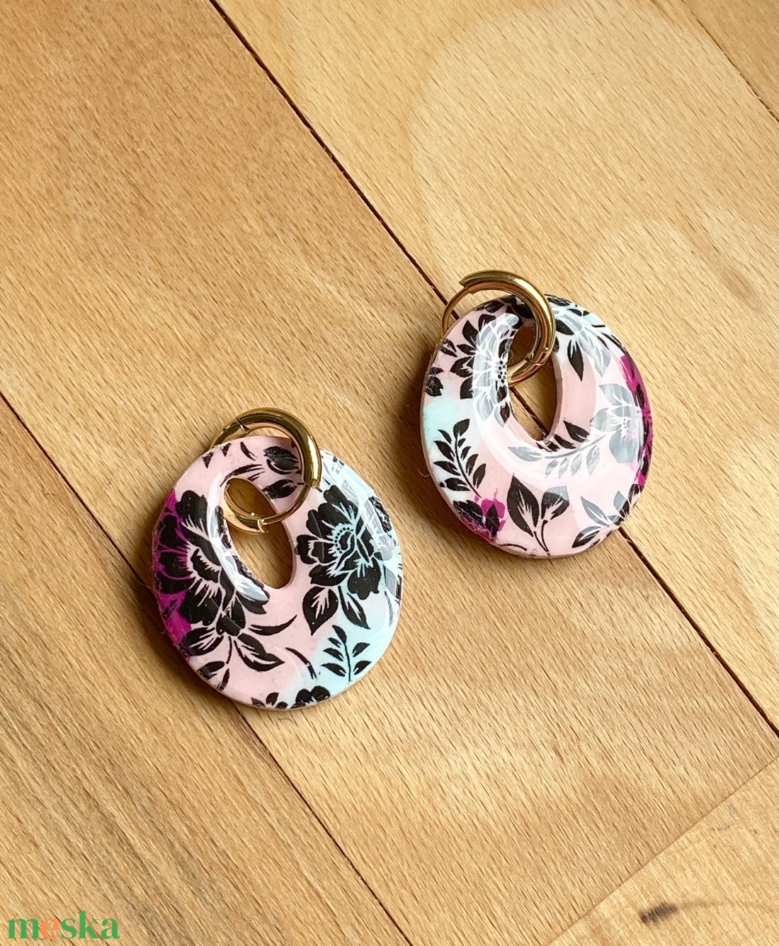 Aquarell Oval Fülbevaló - ékszer - fülbevaló - lógó fülbevaló - Meska.hu